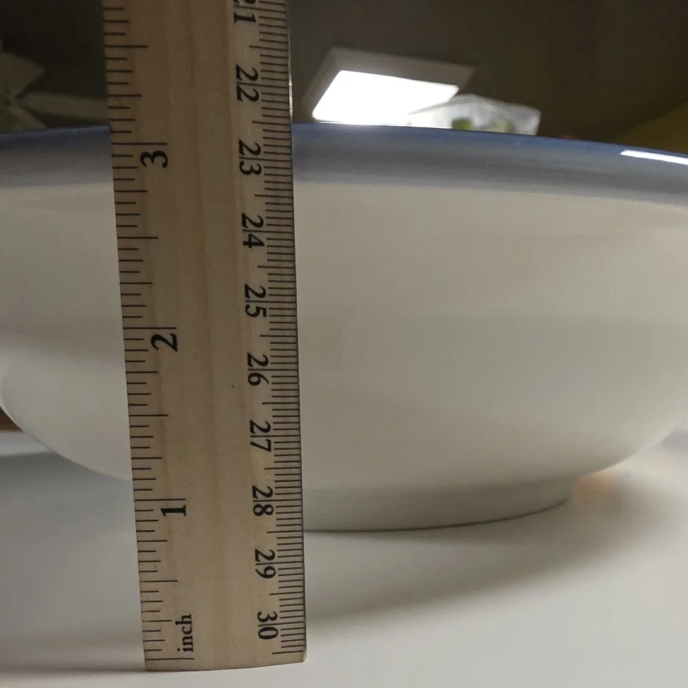 Crate&Barrel Blue and Green Olive Pasta Serving Bowl/2 Pasta Bowls Discontinued